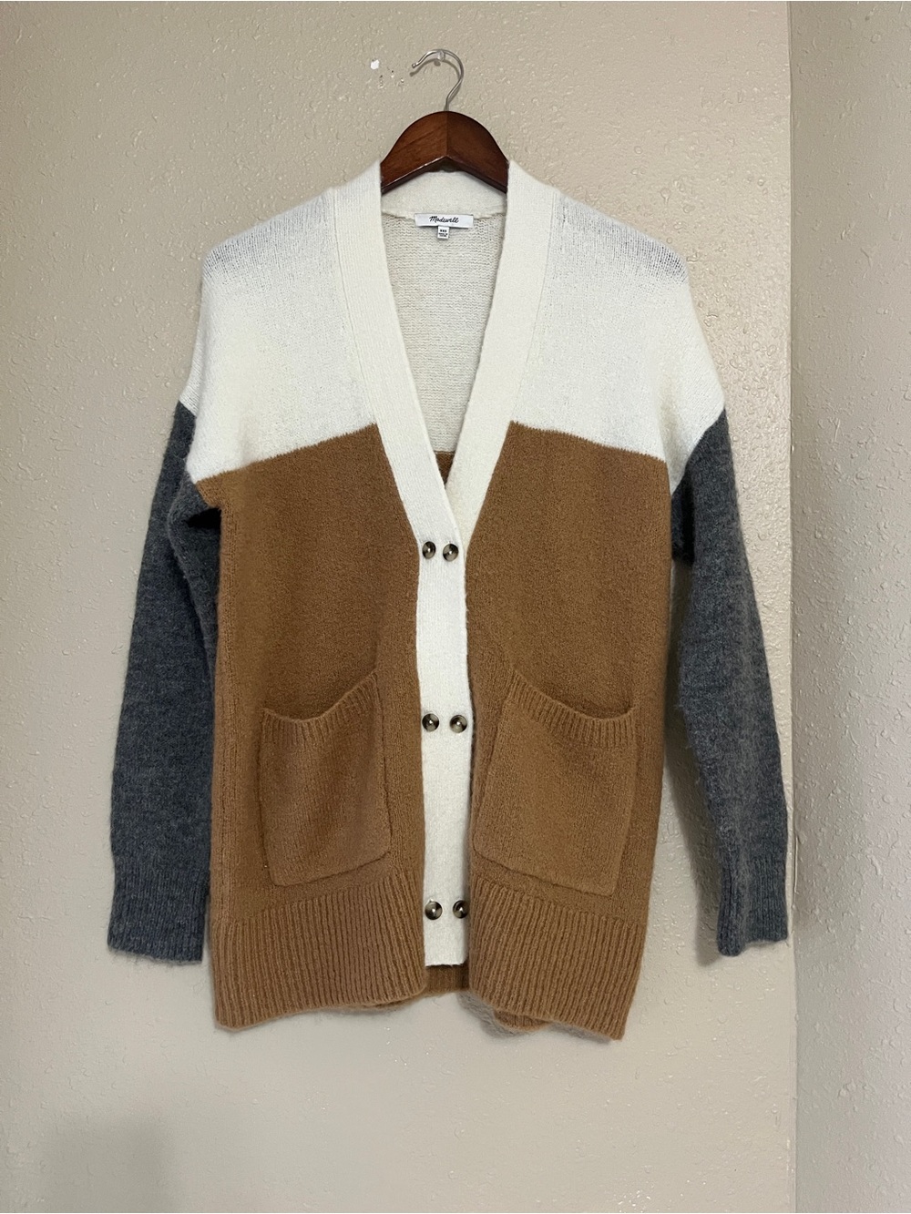 MADEWELL Allston Double-Button Colorblock Cardigan Oversized